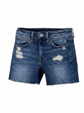 American Eagle Super Stretch Denim Cut Off Shorts Sz 4 Distressed Mid Rise